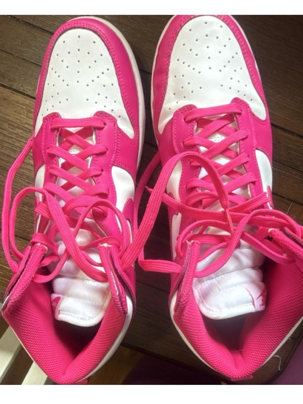 Women's hard to find Nike Dunk High. Hot Pink/ White. Great condition. Size 11